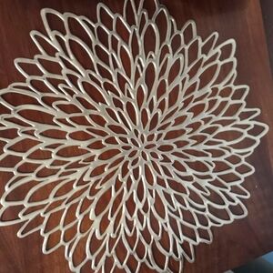 Set of 35 gold vinyl floral placemats